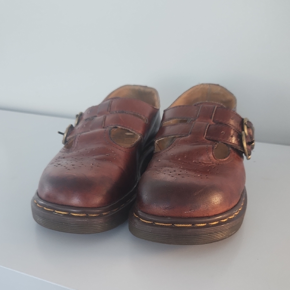 Dr. Martens Brown Flats & Loafers with Smooth Leather and Adjustable Strap